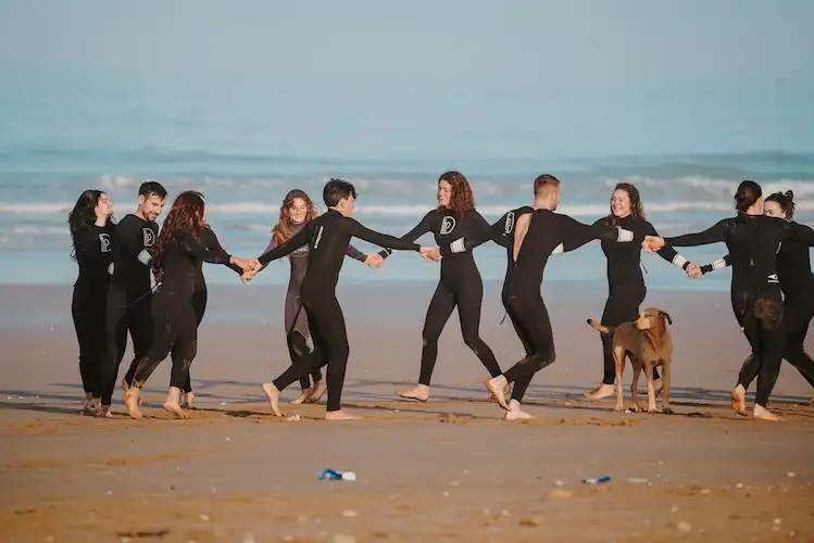Surf camp community in Tamraght Morocco