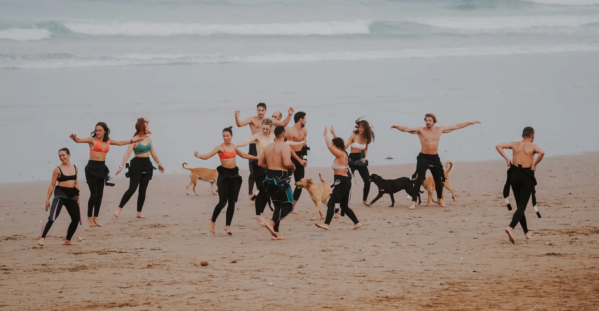 Surf session in the ocean at Green Waves Morocco