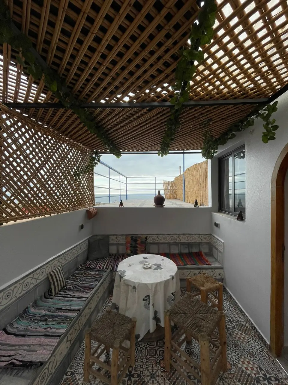 Surf house accommodation in Tamraght Morocco with private rooms for a surf camp stay near Agadir